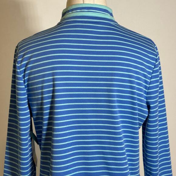 NWT Breckenridge Blue Green Striped V-Neck Blouse Womens Size Petite Medium PM - Picture 9 of 15